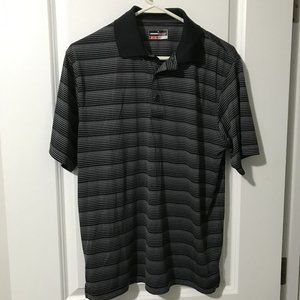 Grand Slam Grey Stripe Golf Polo Shirt Short Sleeve Medium EUC